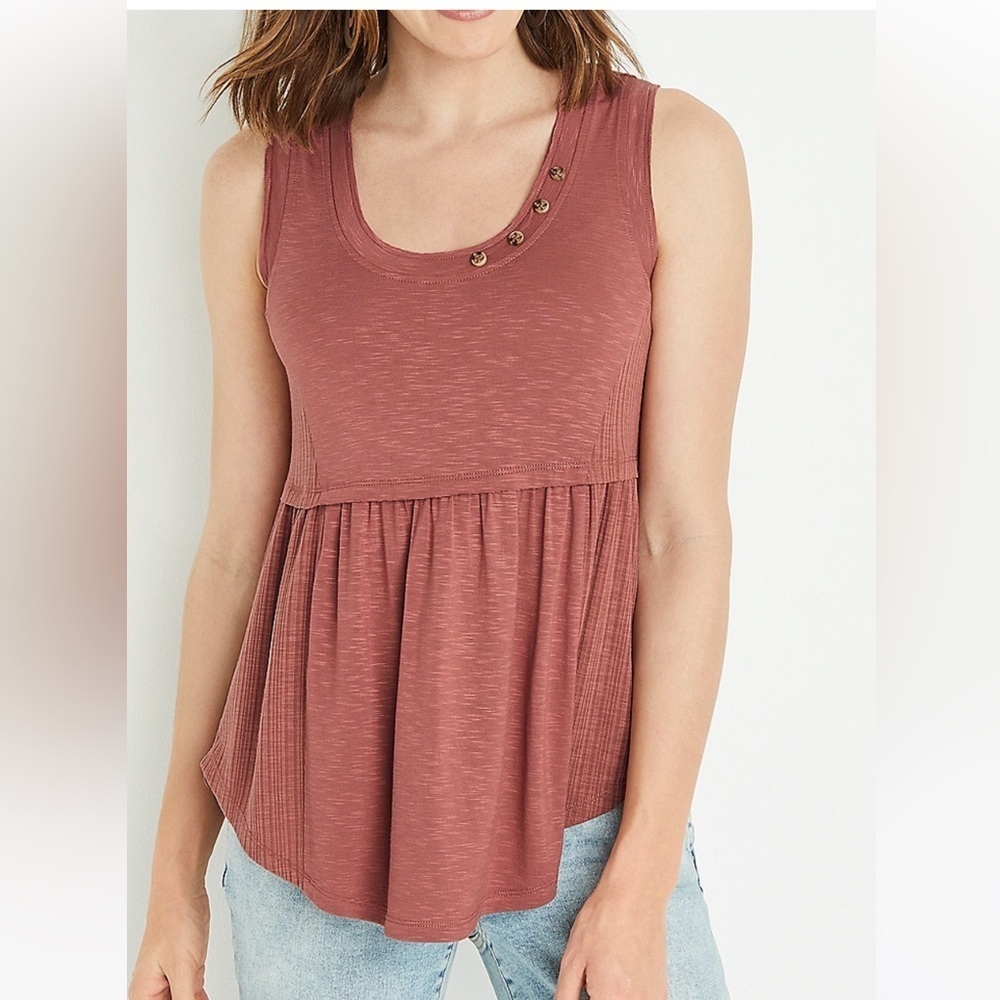 Women's Solid Scoop Neck Babydoll Tank Top
